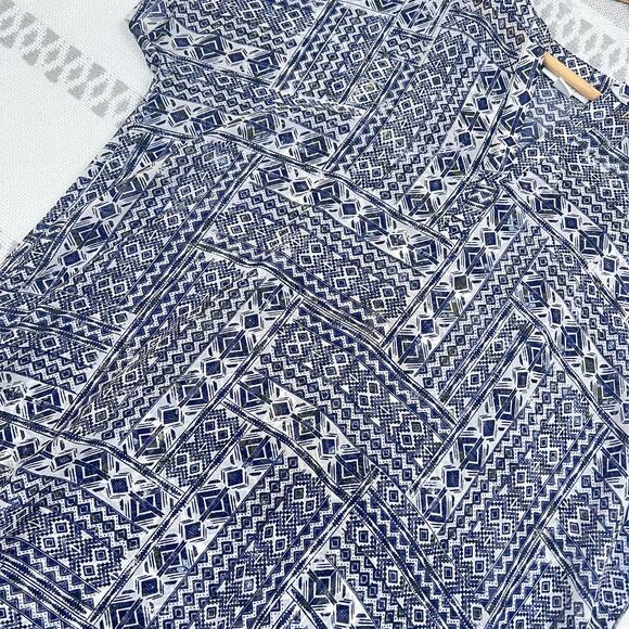 J. Jill Wearever Blouse Tunic Tribal Geometric Print High Low Hem XS Women's - Picture 5 of 10